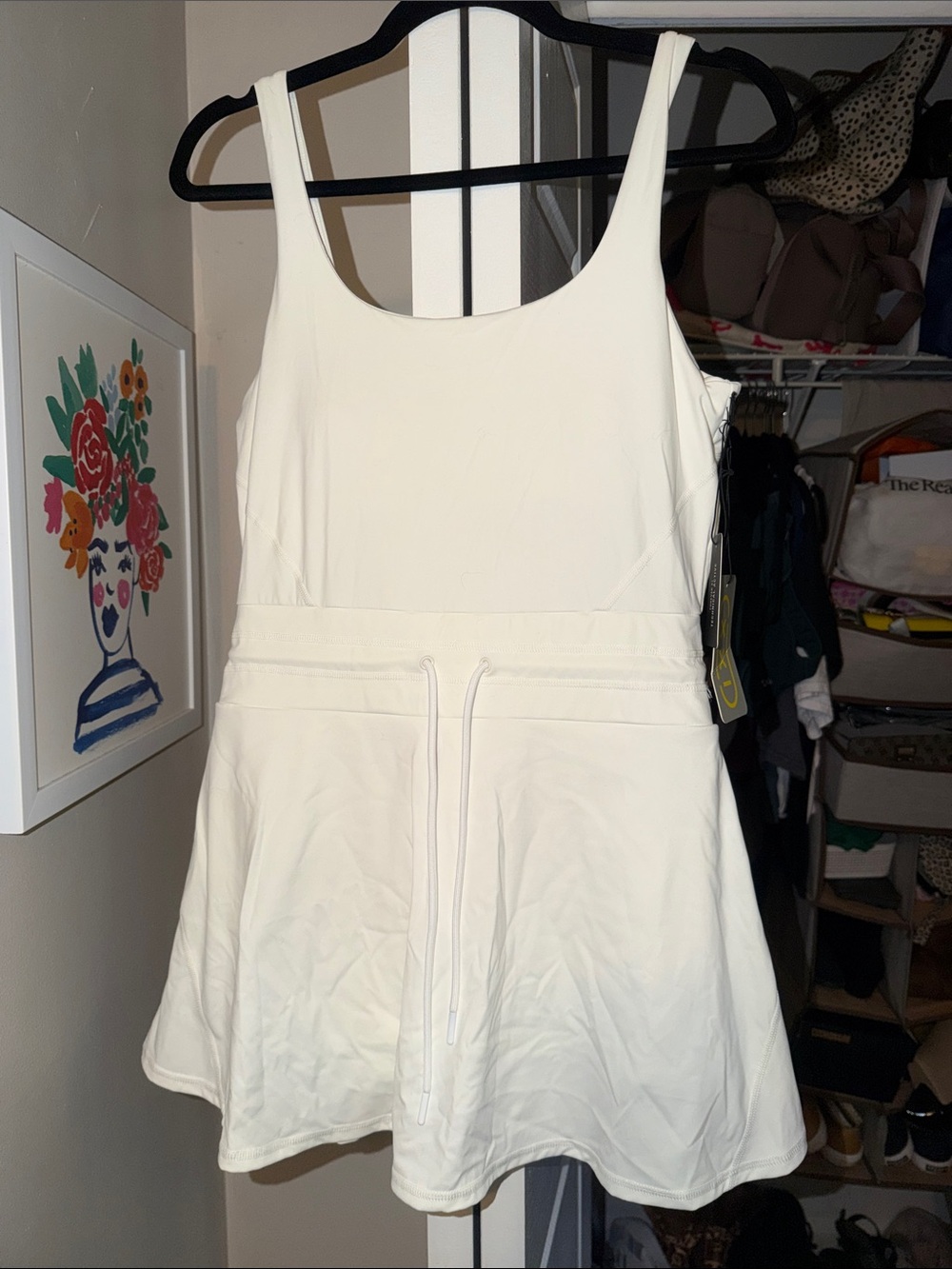 Forever 21 Cream woman’s athletic Dress with Drawstring Waist shorts bra  L